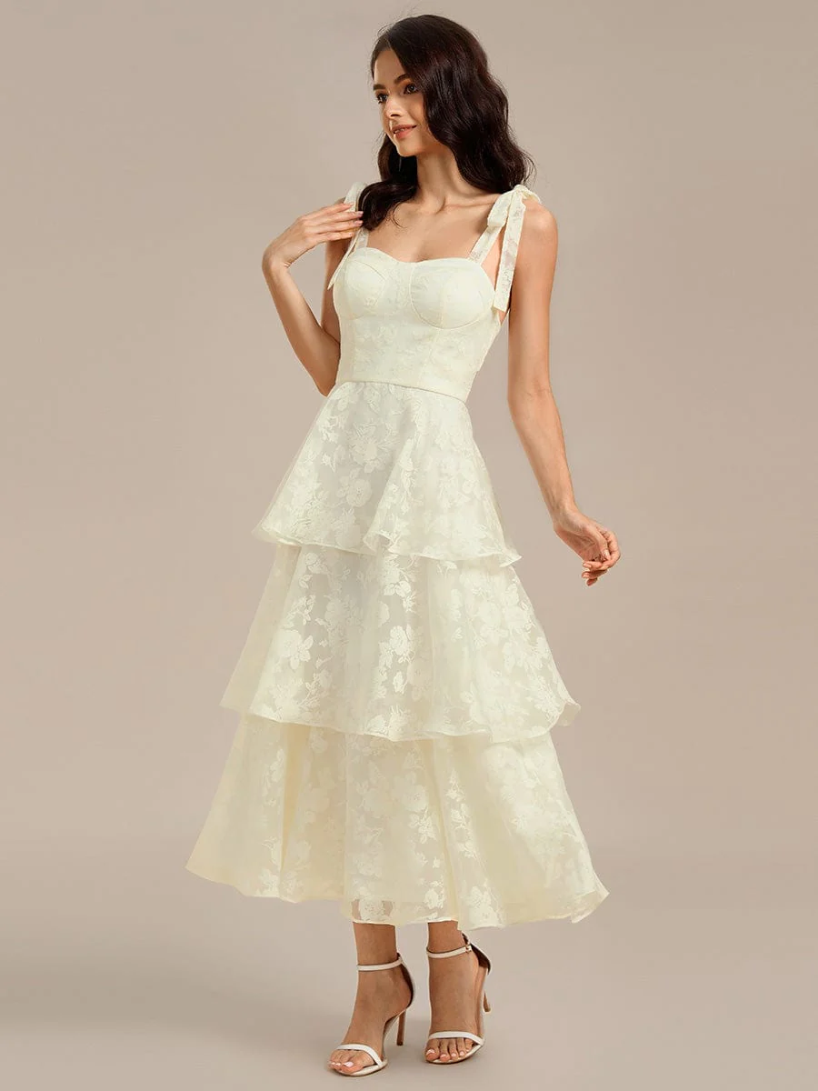 ever CODI|Floral Tie-Strap Bustier Tiered Midi Wedding Guest Dress - Image 3