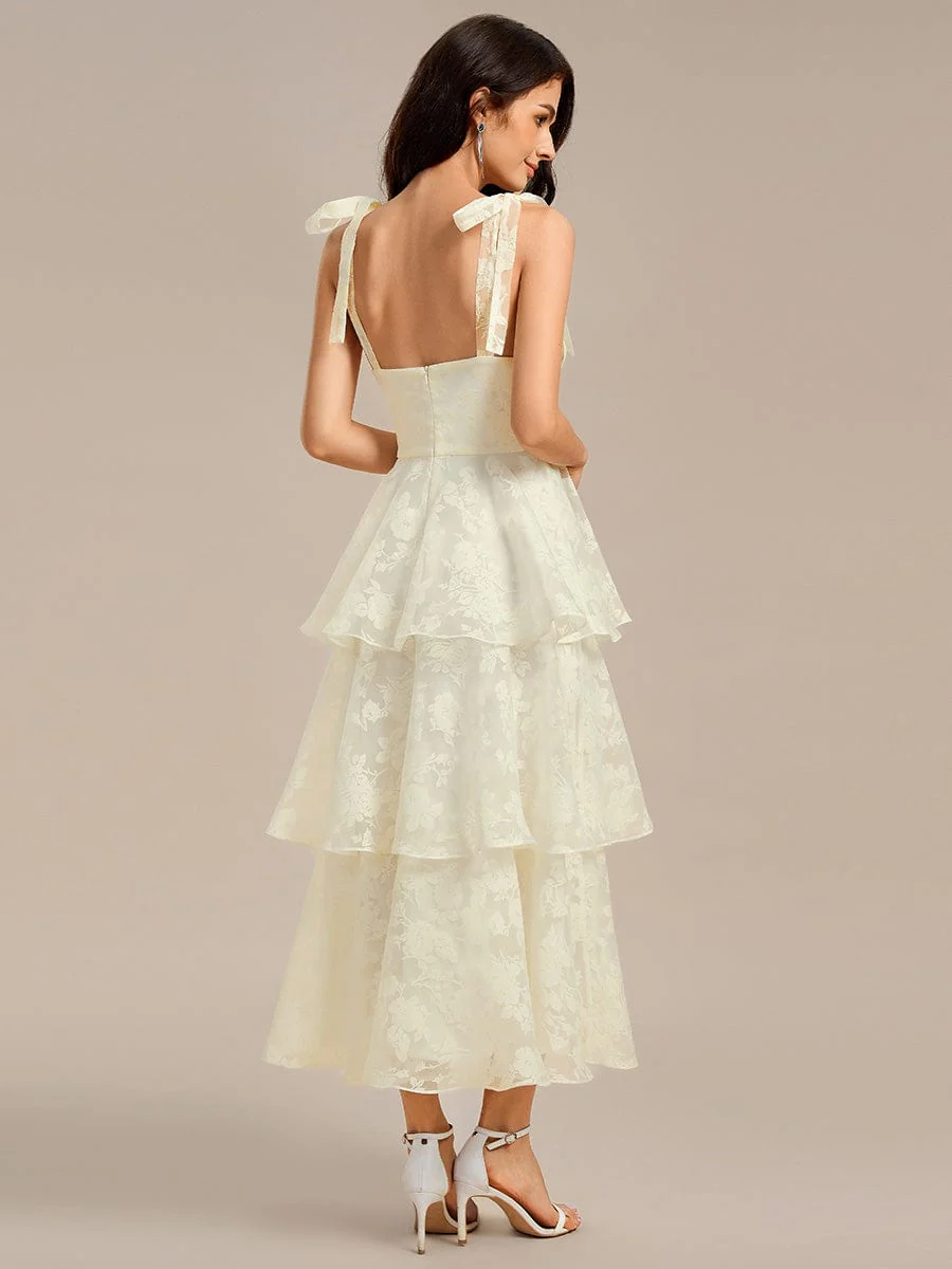 ever CODI|Floral Tie-Strap Bustier Tiered Midi Wedding Guest Dress - Image 4
