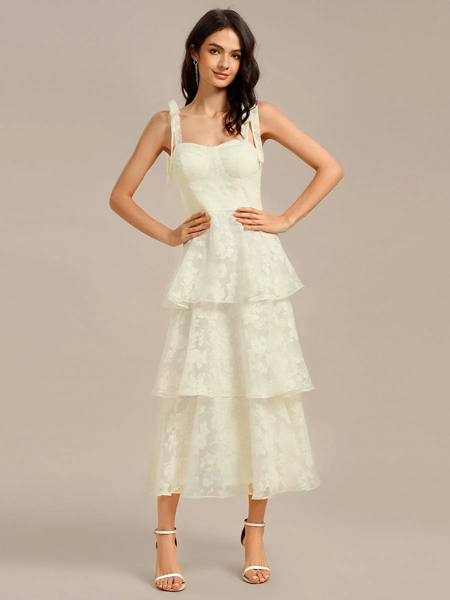 ever CODI|Floral Tie-Strap Bustier Tiered Midi Wedding Guest Dress - Image 6