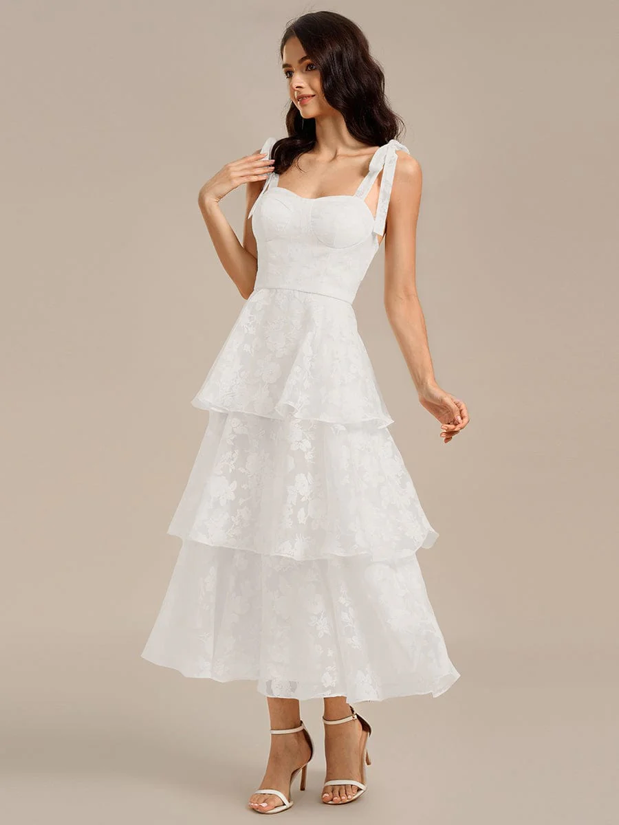 ever CODI|Floral Tie-Strap Bustier Tiered Midi Wedding Guest Dress - Image 8