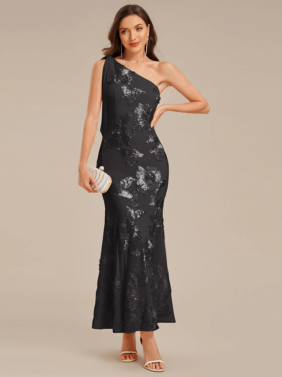ever ARCELIA|Designer One Shoulder Ribbon Mermaid Evening Dress - Image 7
