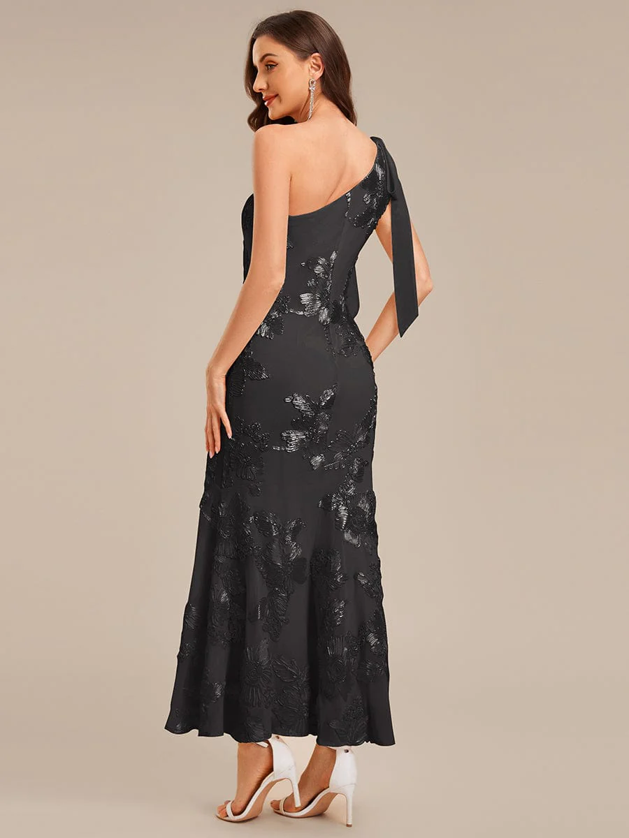 ever ARCELIA|Designer One Shoulder Ribbon Mermaid Evening Dress - Image 8