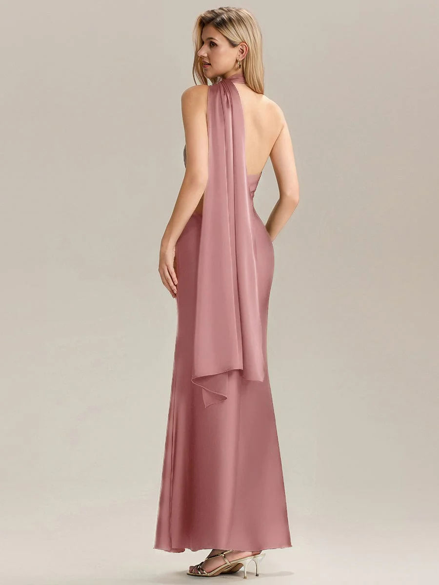 ever SYLVARA|Satin Maxi Bridesmaid Dress with Scarf - Image 11