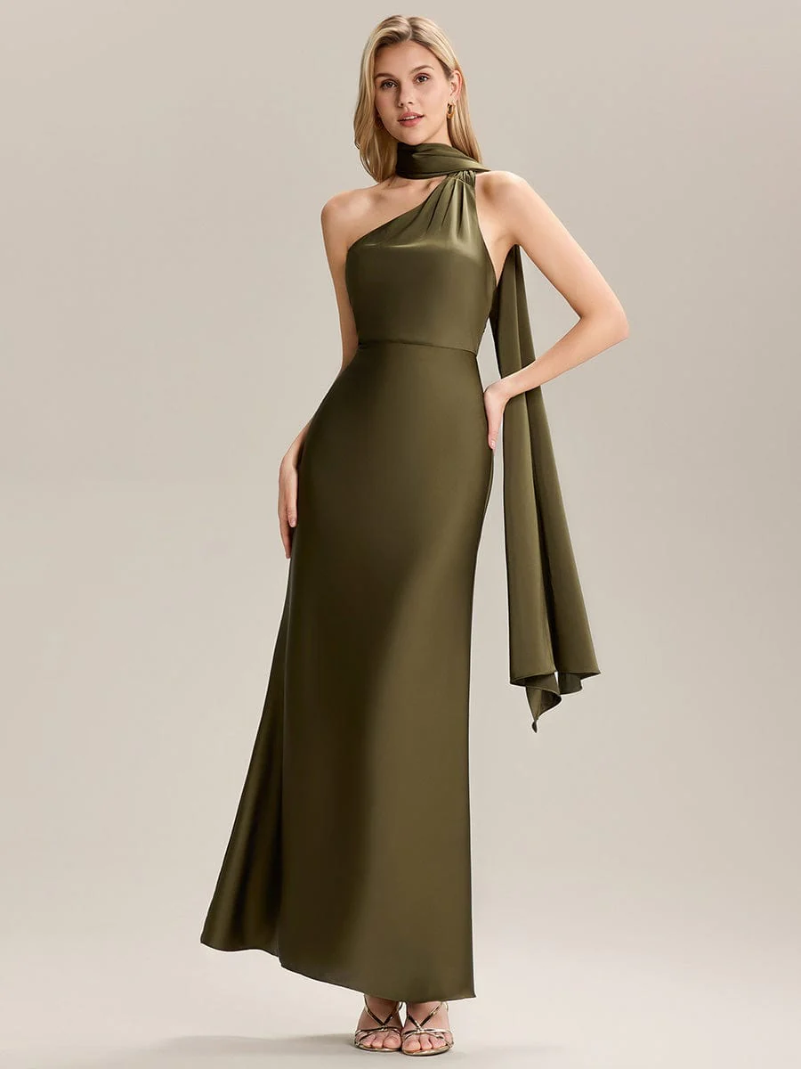 ever SYLVARA|Satin Maxi Bridesmaid Dress with Scarf - Image 4