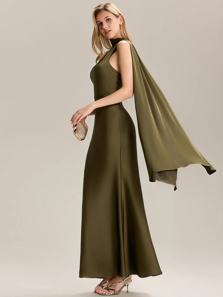 ever SYLVARA|Satin Maxi Bridesmaid Dress with Scarf - Image 5