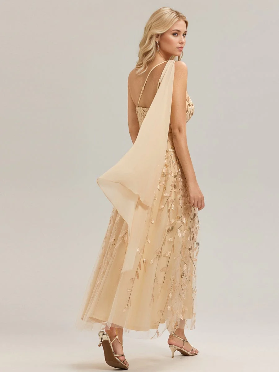 Flowing Ribbons One Shoulder Sequin Guest Dress - Image 15