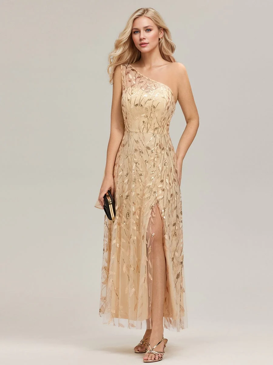 Flowing Ribbons One Shoulder Sequin Guest Dress - Image 18