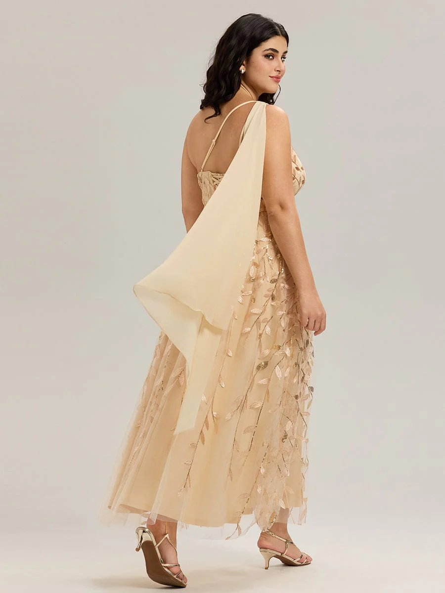 Flowing Ribbons One Shoulder Sequin Guest Dress - Image 20