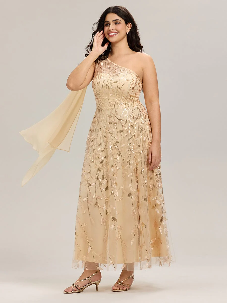 Flowing Ribbons One Shoulder Sequin Guest Dress - Image 22