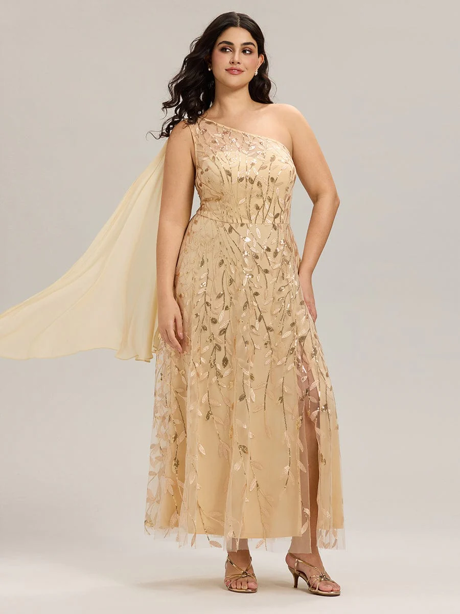 Flowing Ribbons One Shoulder Sequin Guest Dress - Image 23