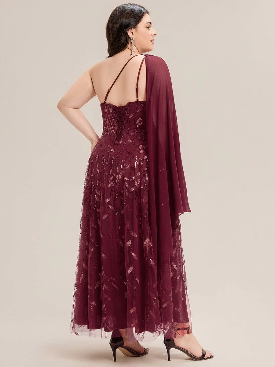 Flowing Ribbons One Shoulder Sequin Guest Dress - Image 25