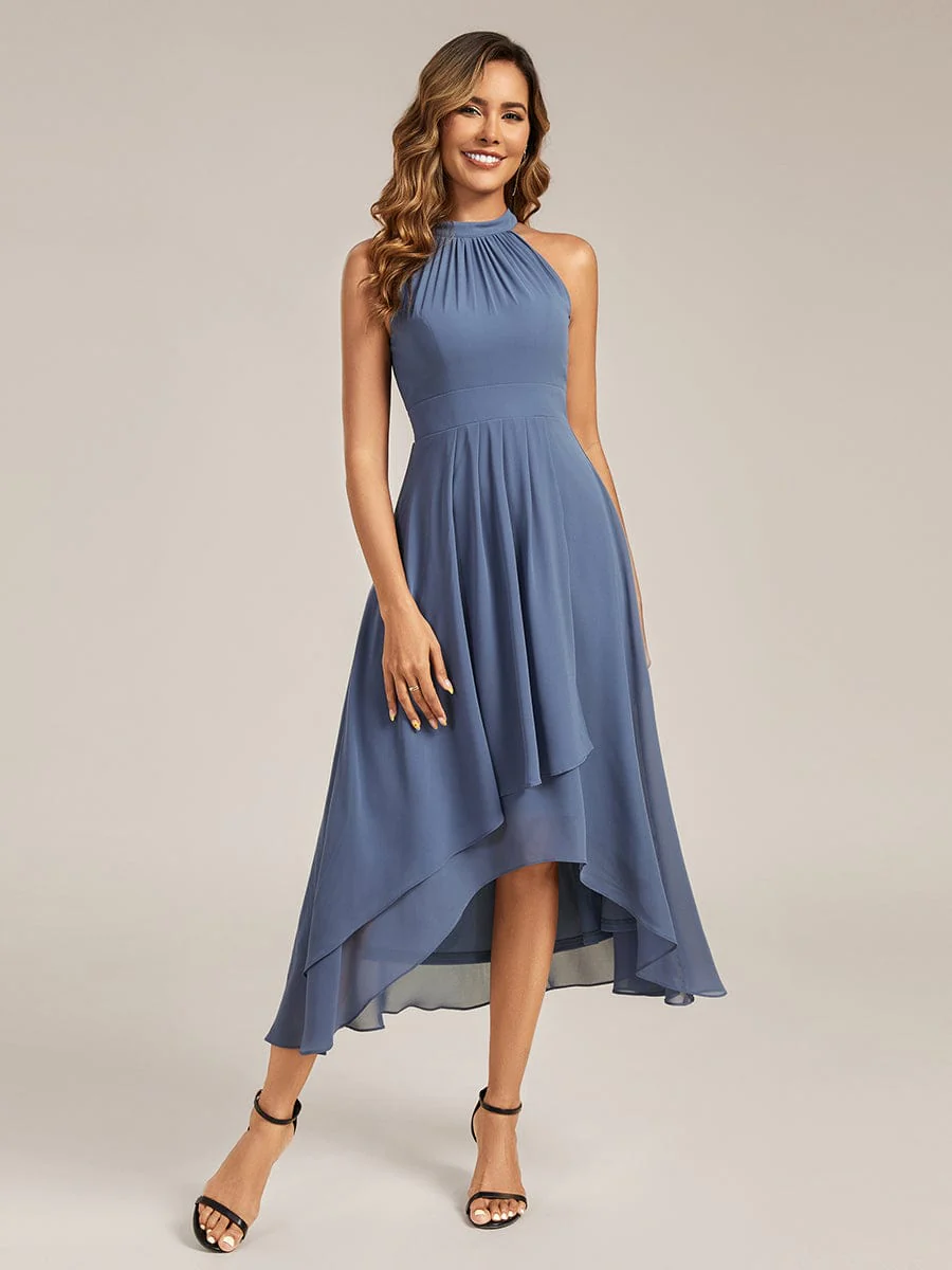 ever JAMIE|Gathered Halter Chiffon Midi Wedding Guest Dress - Image 11