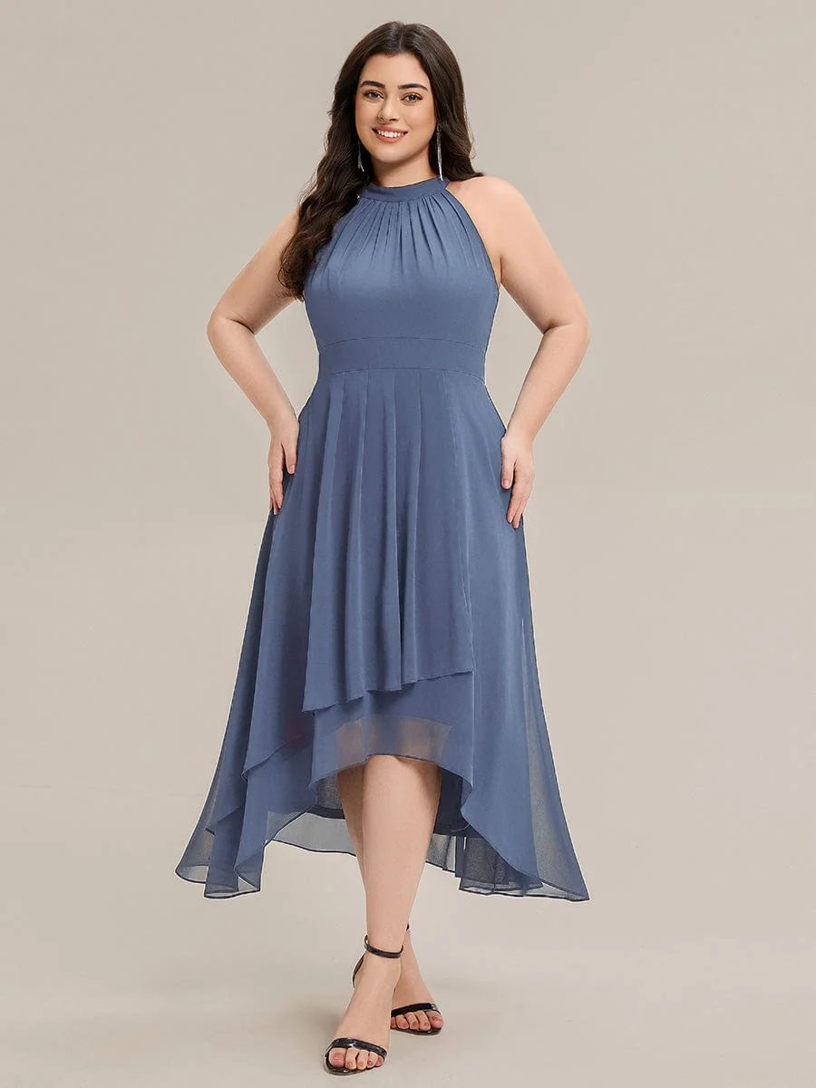 ever JAMIE|Gathered Halter Chiffon Midi Wedding Guest Dress - Image 16