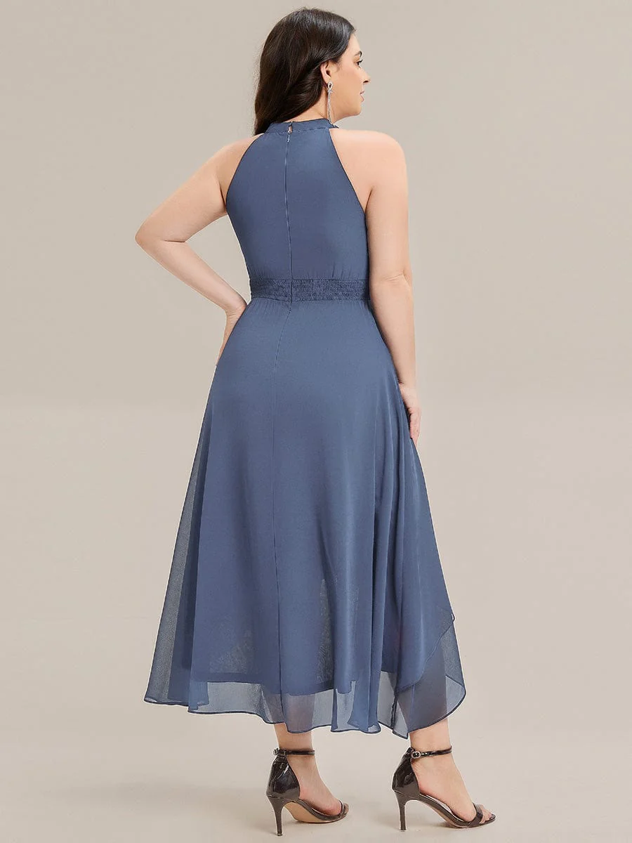 ever JAMIE|Gathered Halter Chiffon Midi Wedding Guest Dress - Image 17