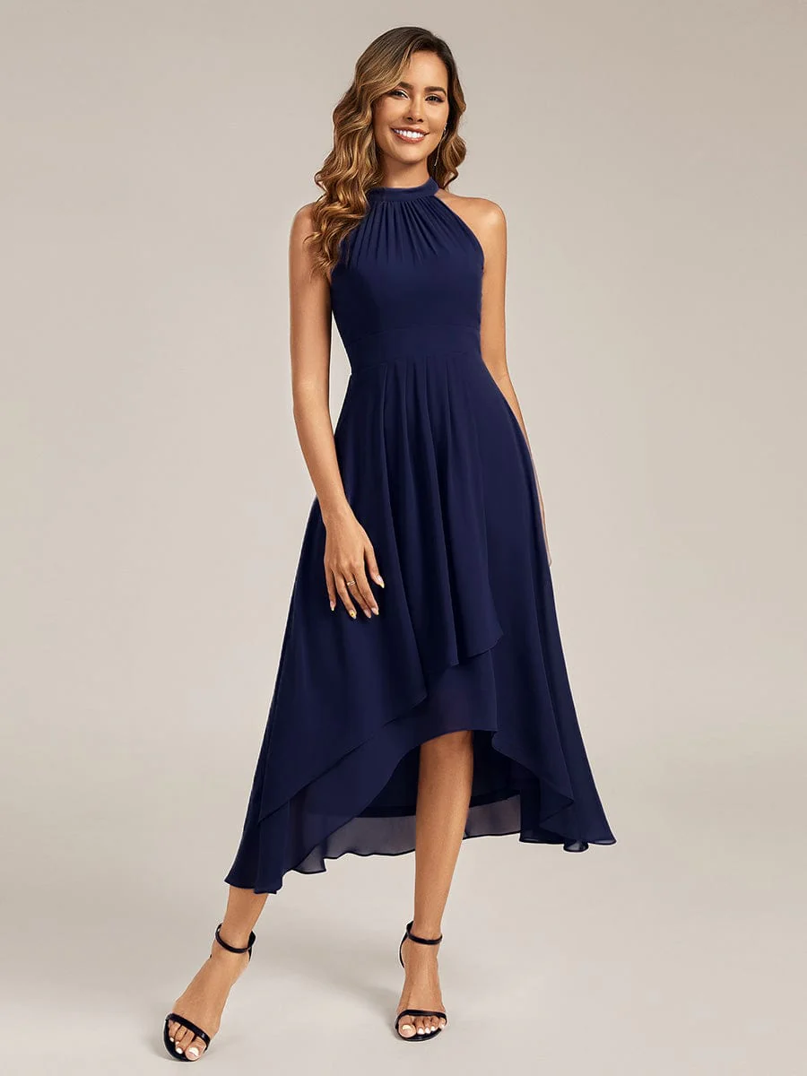 ever JAMIE|Gathered Halter Chiffon Midi Wedding Guest Dress - Image 21