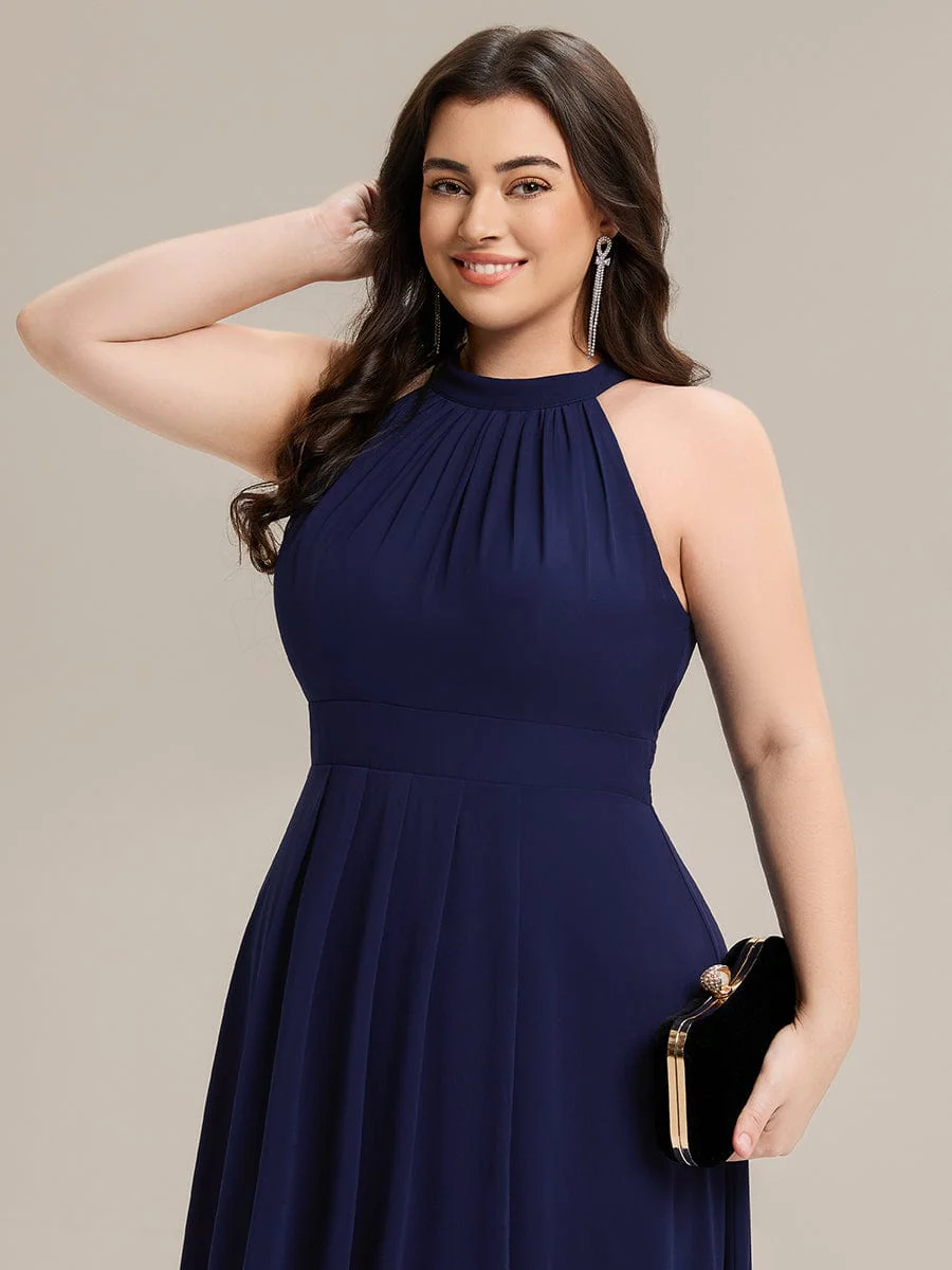 ever JAMIE|Gathered Halter Chiffon Midi Wedding Guest Dress - Image 28