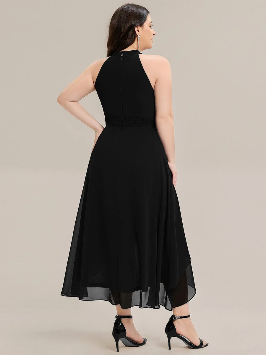 ever JAMIE|Gathered Halter Chiffon Midi Wedding Guest Dress - Image 7
