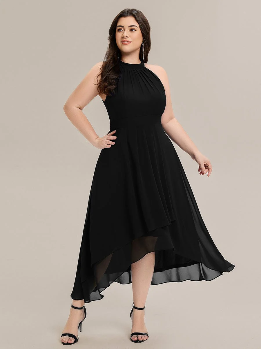 ever JAMIE|Gathered Halter Chiffon Midi Wedding Guest Dress - Image 9