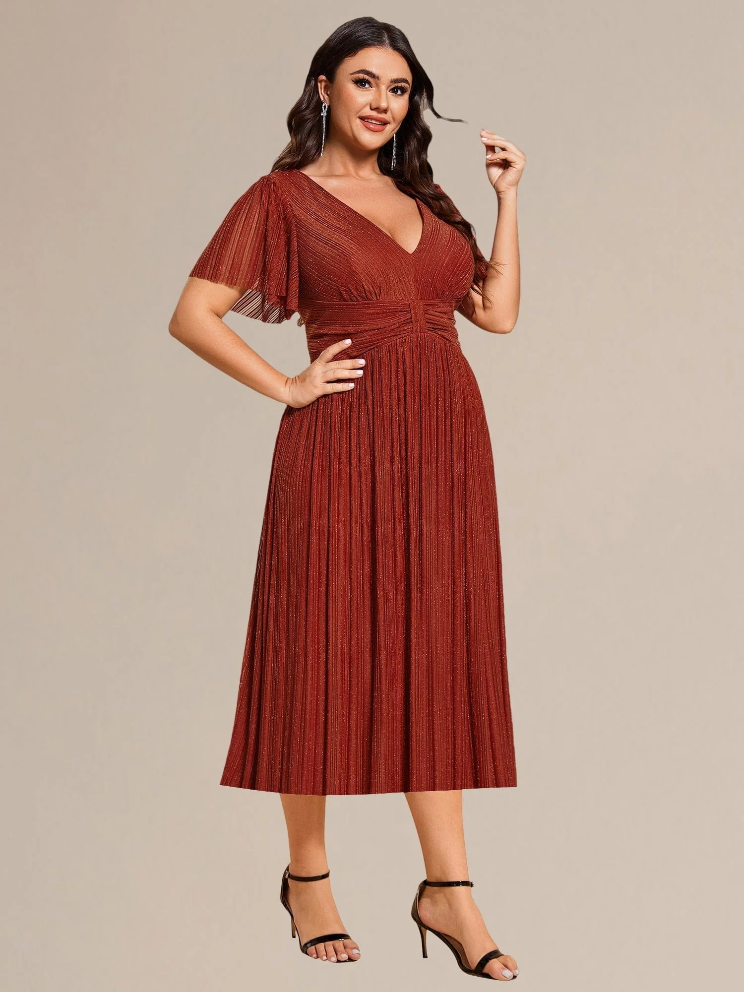 ever QUINN|Glittery Midi Evening Dress - Image 12