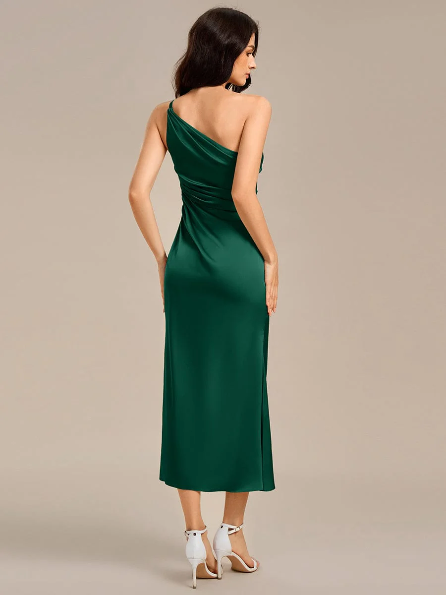 ever REIKO|High Slit One Shoulder Mermaid Satin Bridesmaid Dress - Image 13