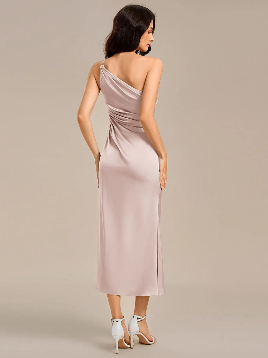 ever REIKO|High Slit One Shoulder Mermaid Satin Bridesmaid Dress - Image 22