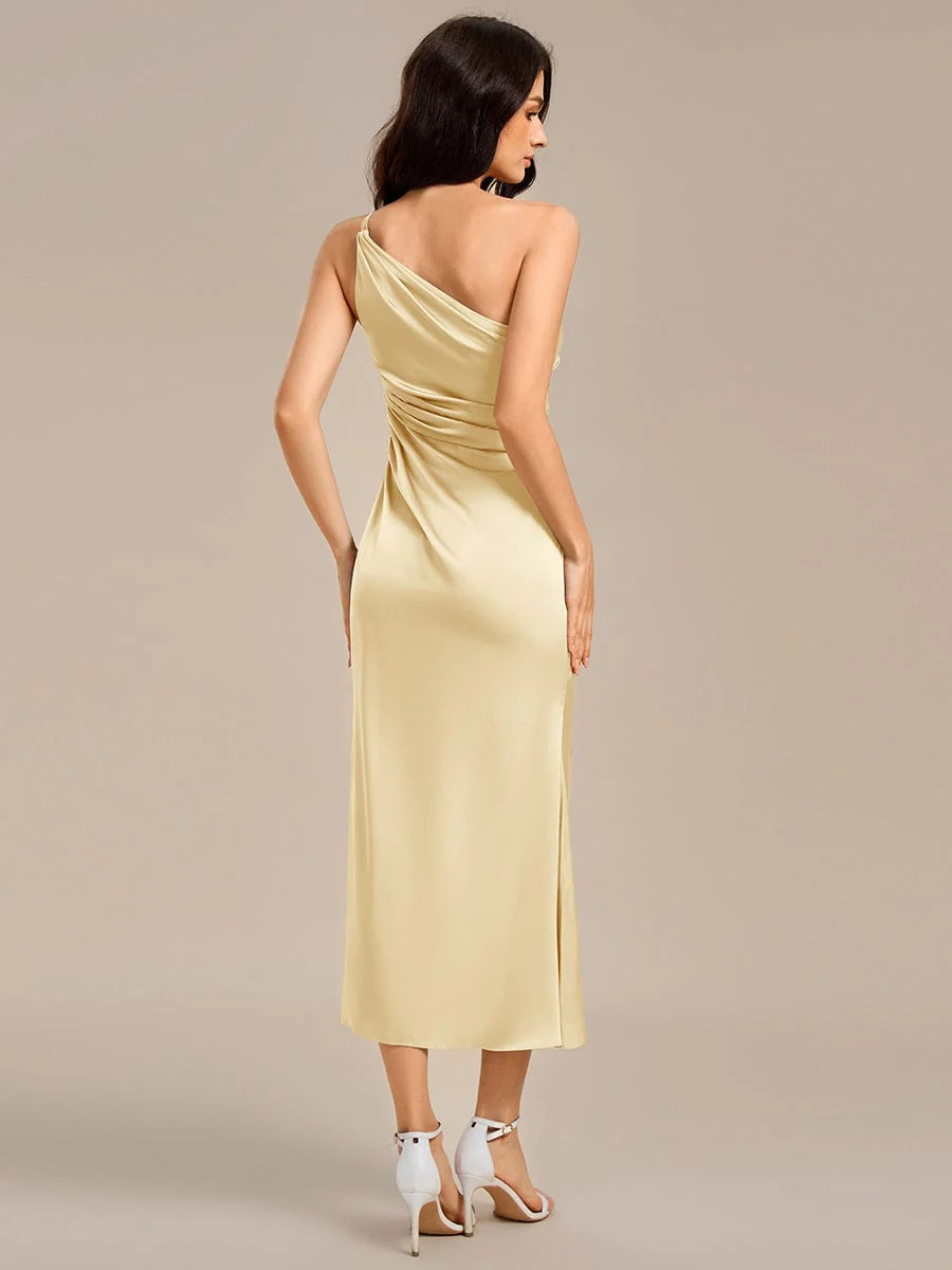 ever REIKO|High Slit One Shoulder Mermaid Satin Bridesmaid Dress - Image 27