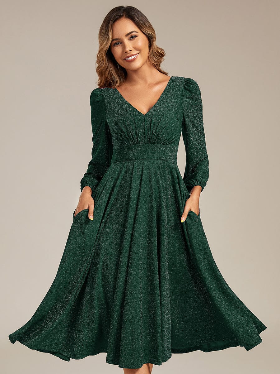 ever GREER|Long Lantern Sleeve Midi Guest Dress - Image 26