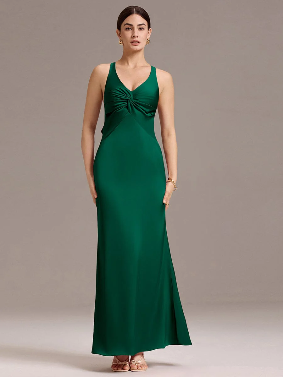 ever MINTA|Knot Front Mermaid Cross Back Bow Tie Satin Maxi Bridesmaid Dress - Image 20