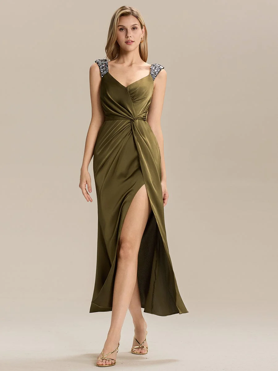 ever CORALINE|Designer Knotted Satin Bodycon Evening Dress - Image 25