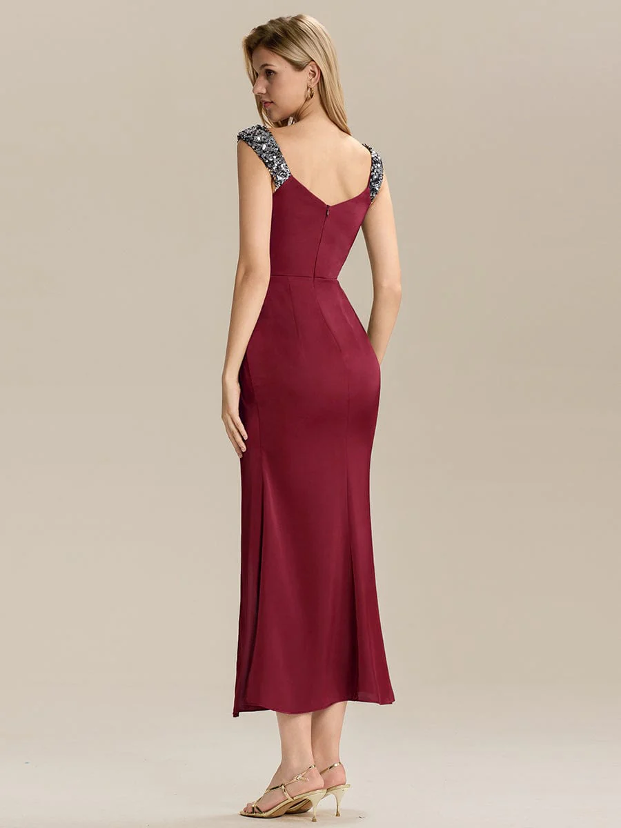 ever CORALINE|Designer Knotted Satin Bodycon Evening Dress - Image 4