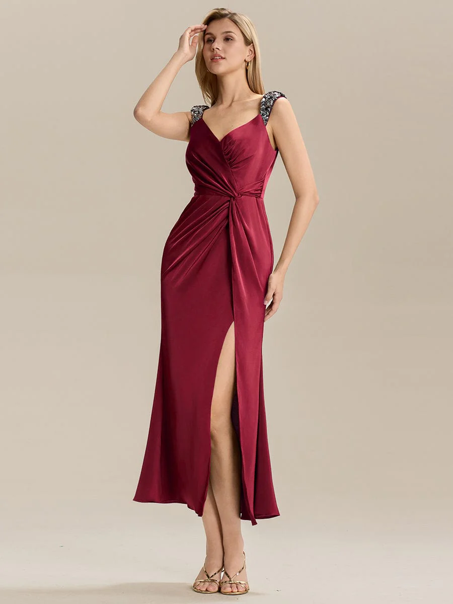 ever CORALINE|Designer Knotted Satin Bodycon Evening Dress - Image 6