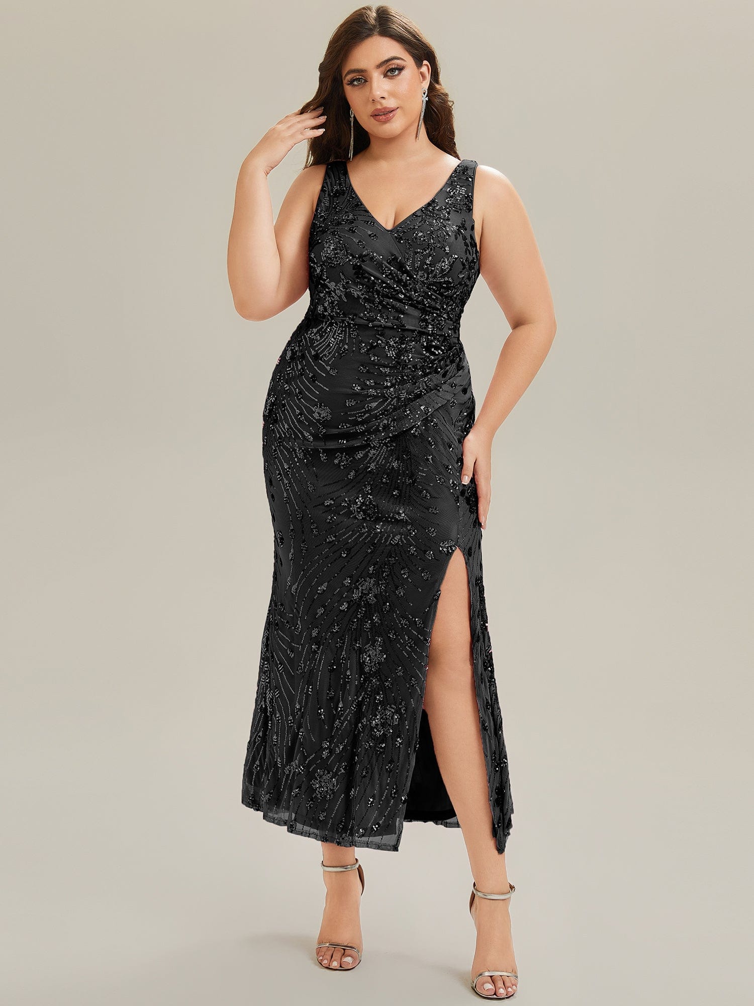 ever JUNIPER|Ruched Sequin Bodycon Evening Dress - Image 12