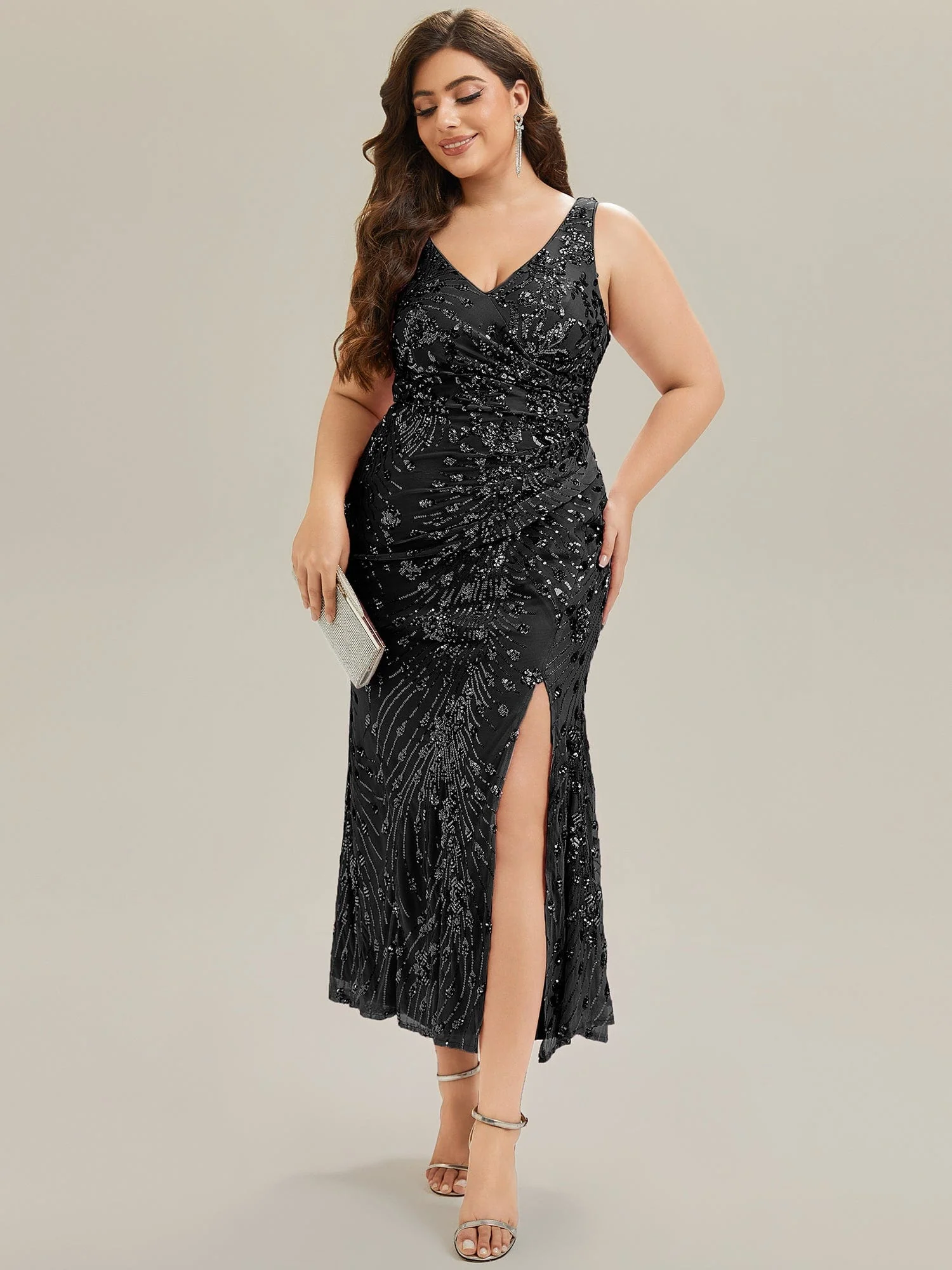 ever JUNIPER|Ruched Sequin Bodycon Evening Dress - Image 9