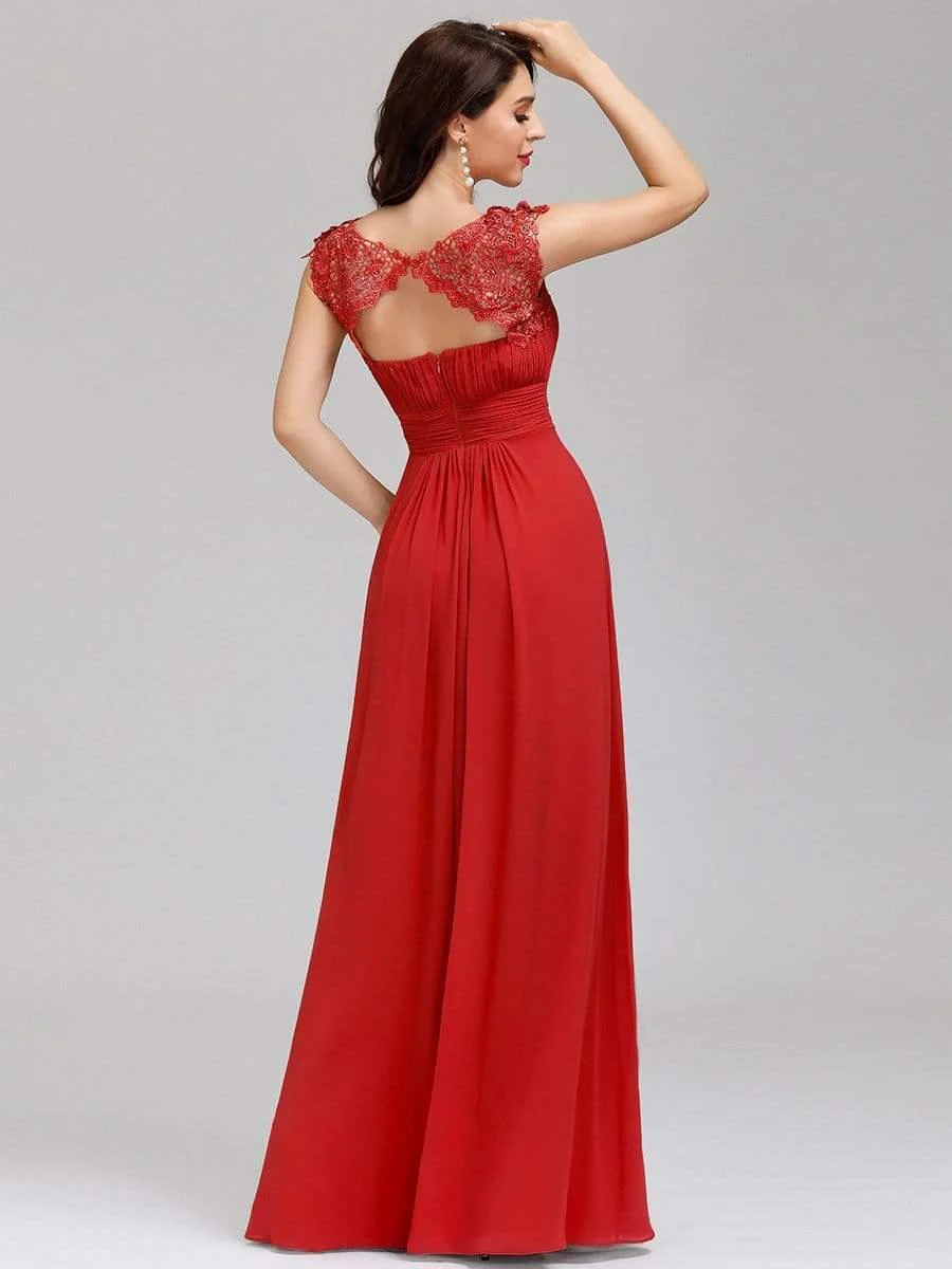 Elegant Maxi Long Lace Cap Sleeve Bridesmaid Dress(Final Sale) - Image 104