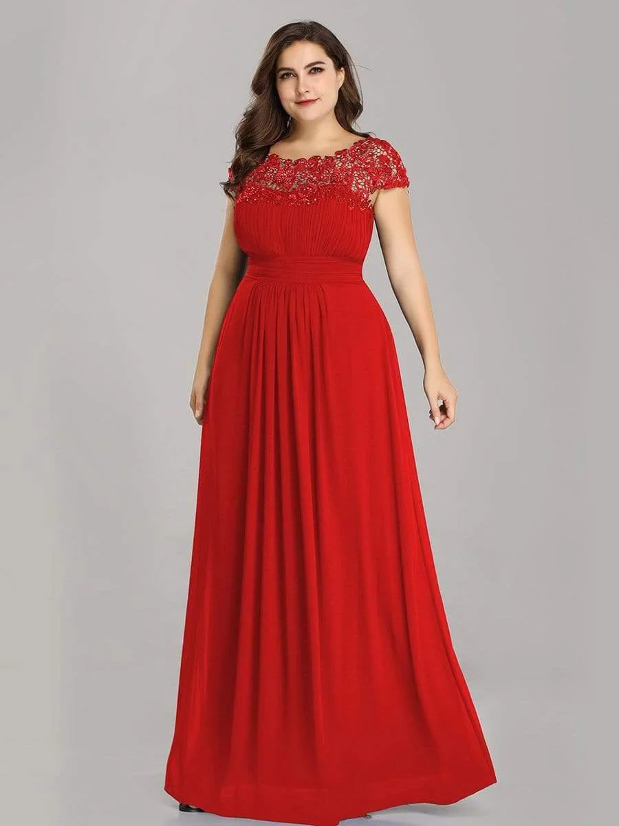 Elegant Maxi Long Lace Cap Sleeve Bridesmaid Dress(Final Sale) - Image 106