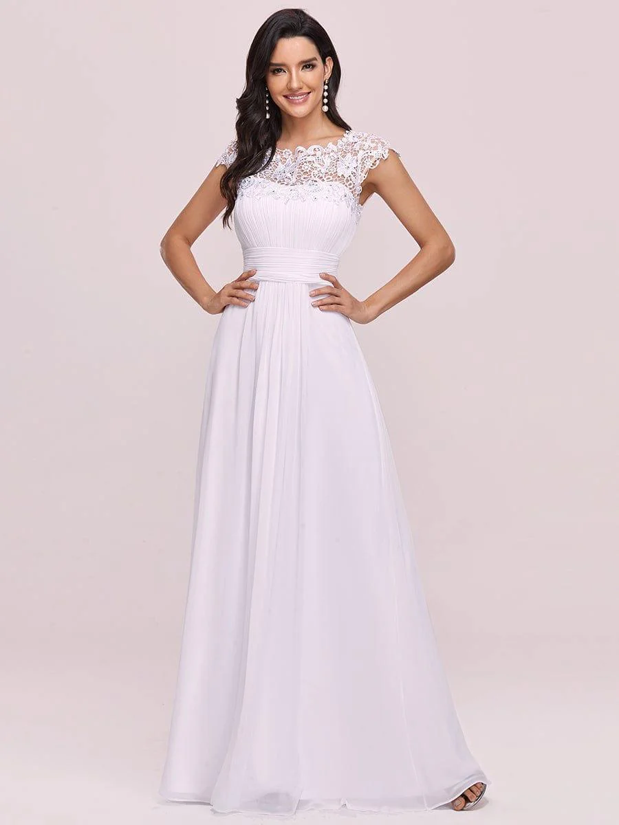 Elegant Maxi Long Lace Cap Sleeve Bridesmaid Dress(Final Sale) - Image 108