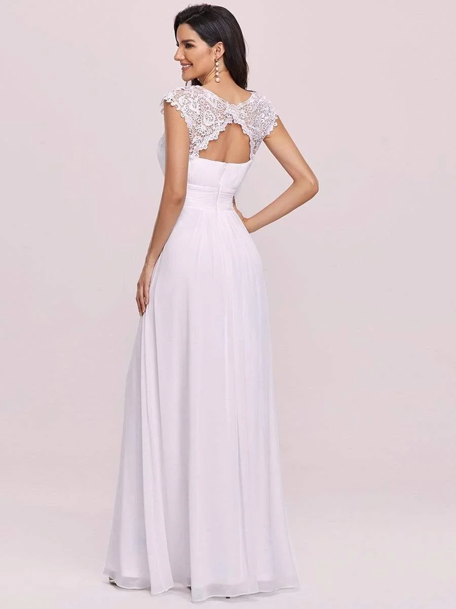 Elegant Maxi Long Lace Cap Sleeve Bridesmaid Dress(Final Sale) - Image 109