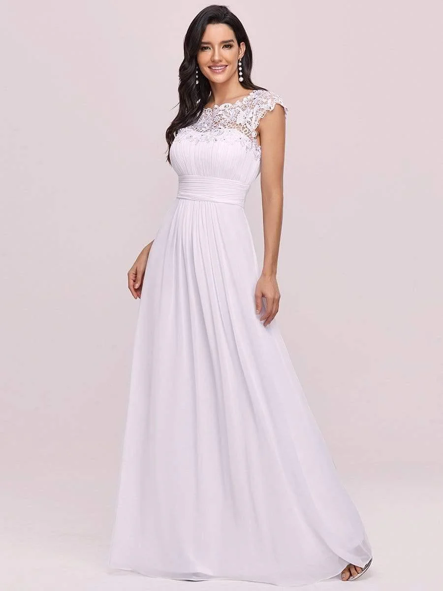 Elegant Maxi Long Lace Cap Sleeve Bridesmaid Dress(Final Sale) - Image 110
