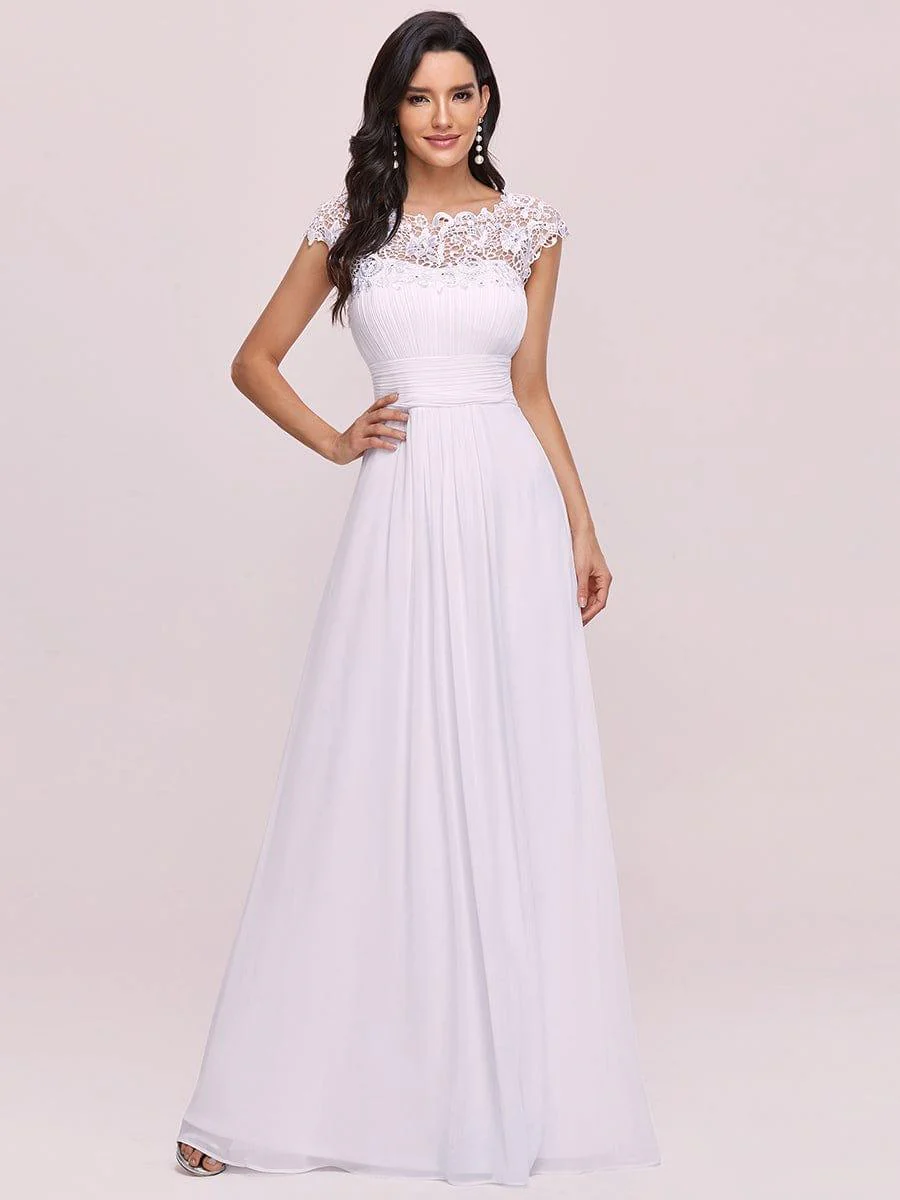Elegant Maxi Long Lace Cap Sleeve Bridesmaid Dress(Final Sale) - Image 111