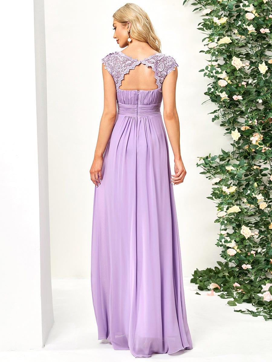 Elegant Maxi Long Lace Cap Sleeve Bridesmaid Dress(Final Sale) - Image 116