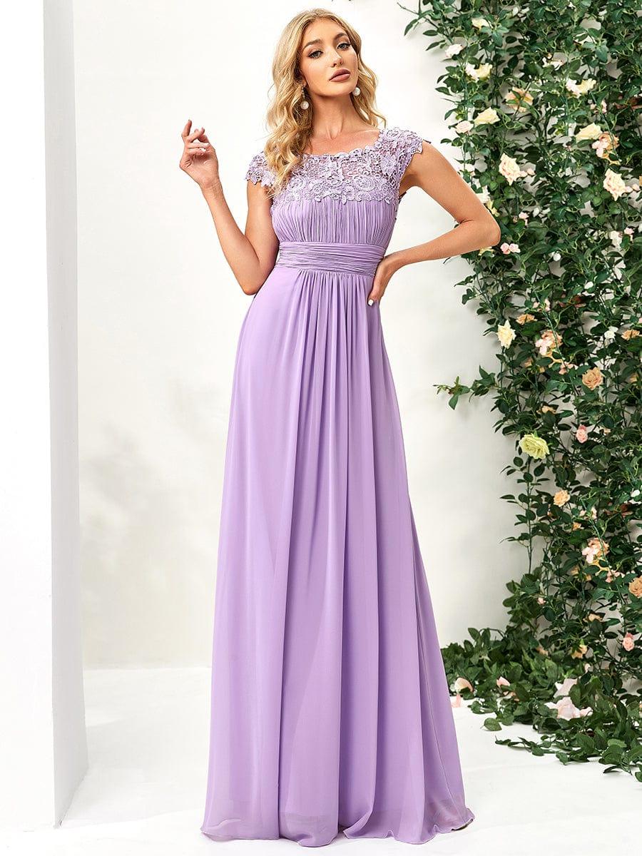 Elegant Maxi Long Lace Cap Sleeve Bridesmaid Dress(Final Sale) - Image 117