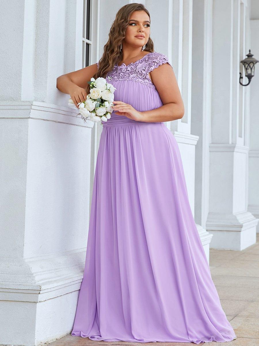 Elegant Maxi Long Lace Cap Sleeve Bridesmaid Dress(Final Sale) - Image 119