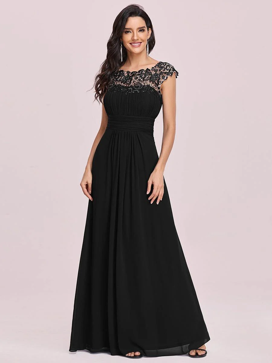 Elegant Maxi Long Lace Cap Sleeve Bridesmaid Dress(Final Sale) - Image 122