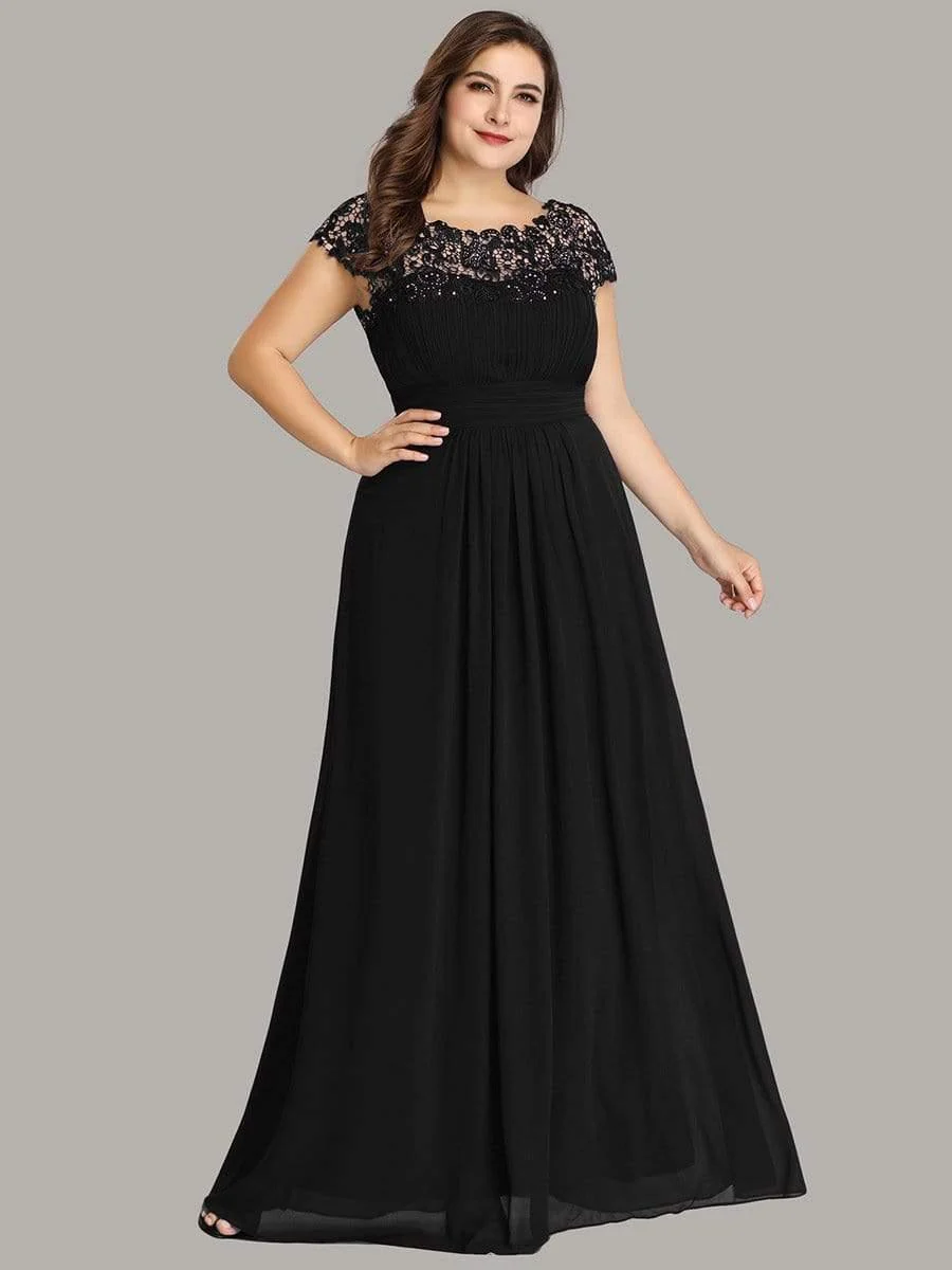 Elegant Maxi Long Lace Cap Sleeve Bridesmaid Dress(Final Sale) - Image 129