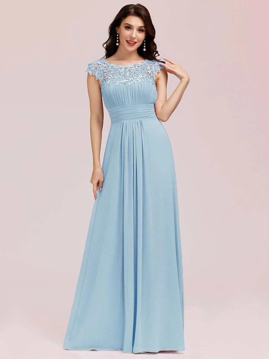 Elegant Maxi Long Lace Cap Sleeve Bridesmaid Dress(Final Sale) - Image 30