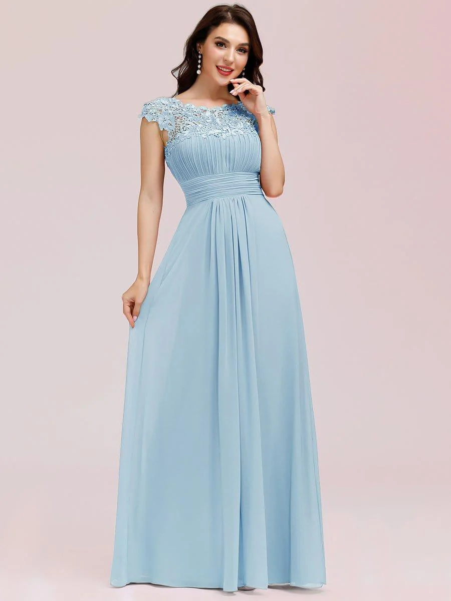 Elegant Maxi Long Lace Cap Sleeve Bridesmaid Dress(Final Sale) - Image 32