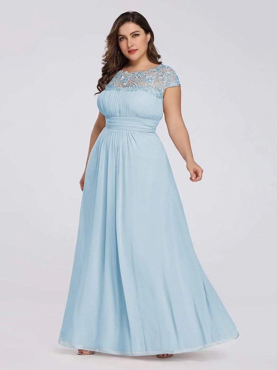 Elegant Maxi Long Lace Cap Sleeve Bridesmaid Dress(Final Sale) - Image 34