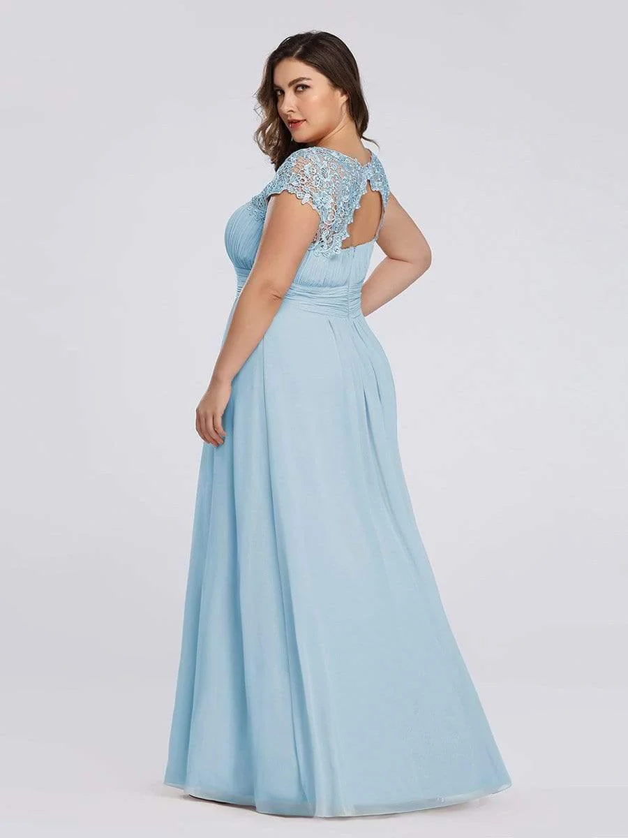Elegant Maxi Long Lace Cap Sleeve Bridesmaid Dress(Final Sale) - Image 35