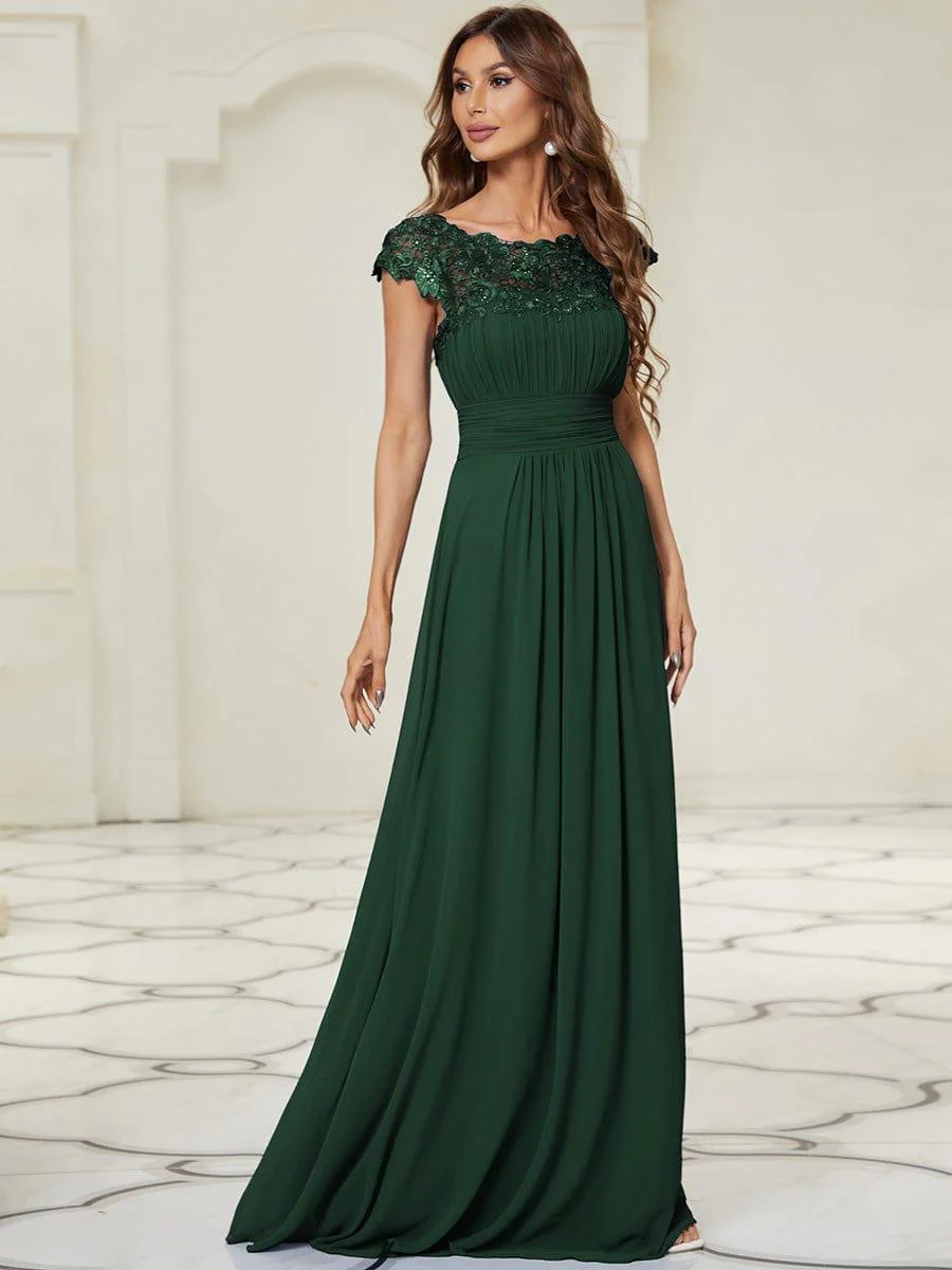 Elegant Maxi Long Lace Cap Sleeve Bridesmaid Dress(Final Sale) - Image 39