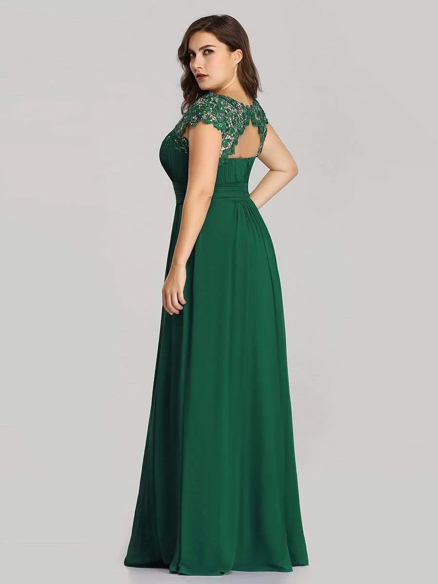 Elegant Maxi Long Lace Cap Sleeve Bridesmaid Dress(Final Sale) - Image 46
